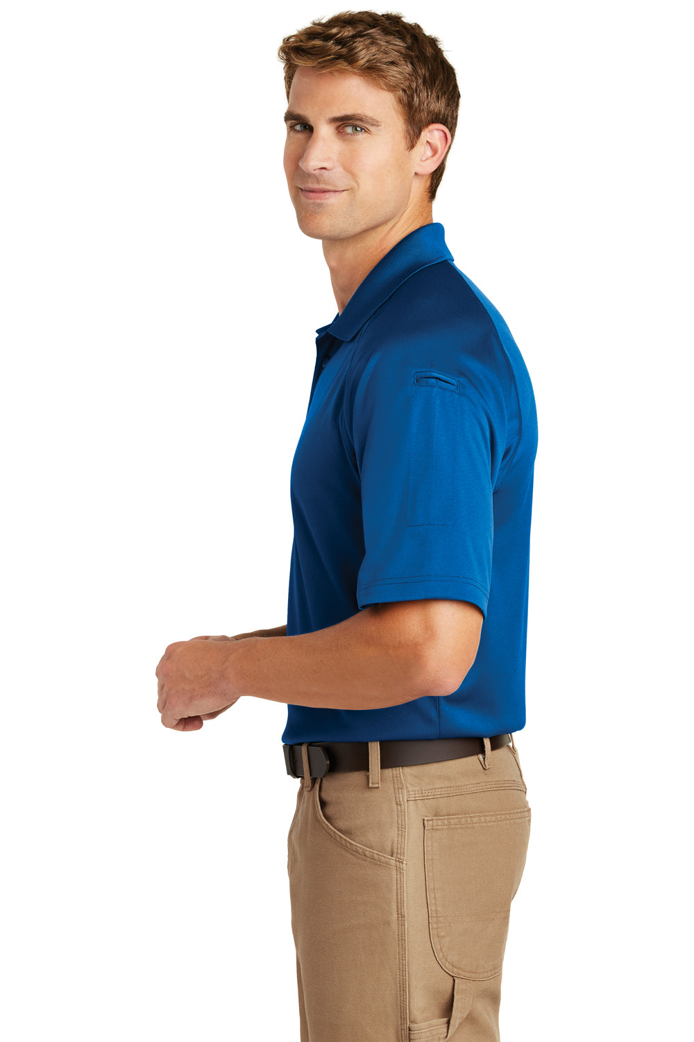 CornerStone CS410 Mens Select Tactical Moisture Wicking Short Sleeve Polo Shirt Royal Blue Side