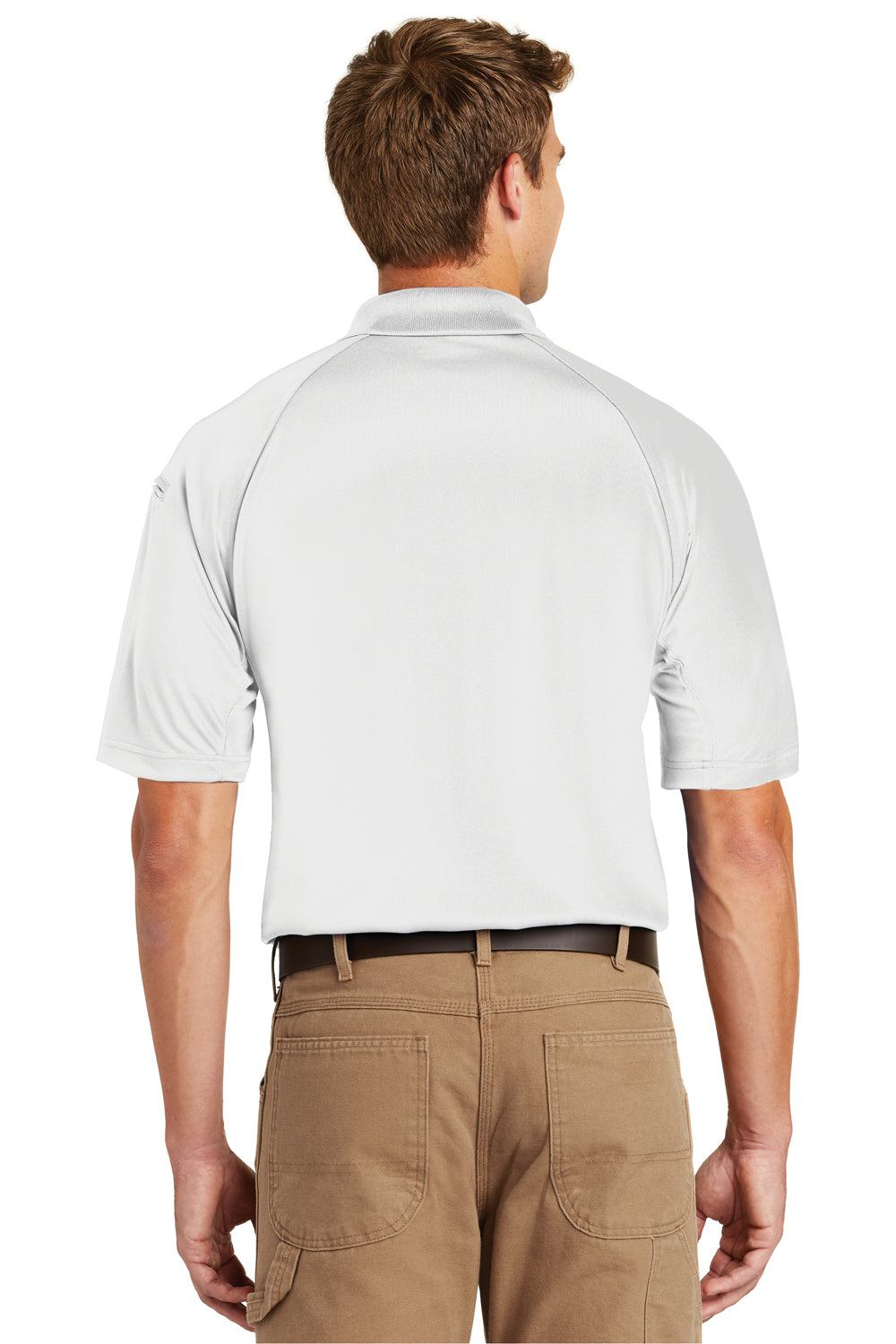 CornerStone CS410 Mens Select Tactical Moisture Wicking Short Sleeve Polo Shirt White Back