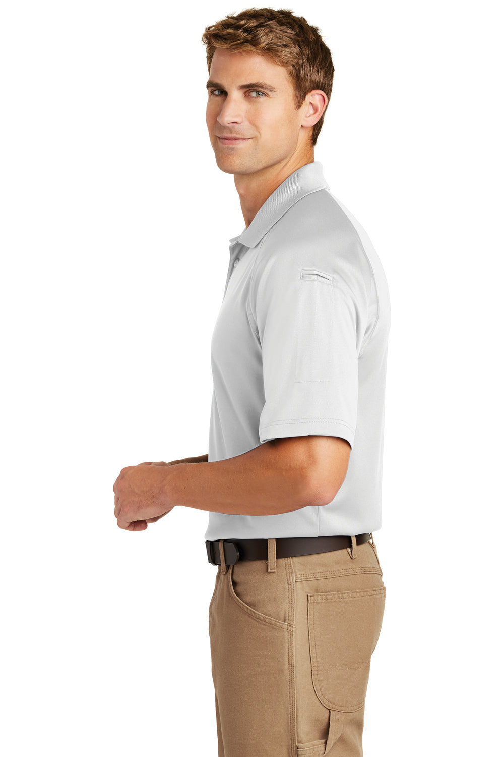 CornerStone CS410 Mens Select Tactical Moisture Wicking Short Sleeve Polo Shirt White Side