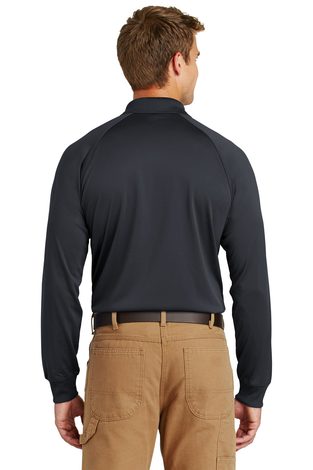 CornerStone CS410LS Mens Select Tactical Moisture Wicking Long Sleeve Polo Shirt Charcoal Grey Back