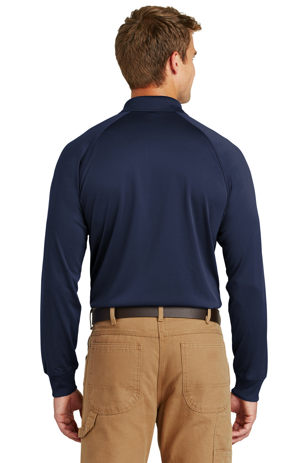 CornerStone CS410LS Mens Select Tactical Moisture Wicking Long Sleeve Polo Shirt Navy Blue Back