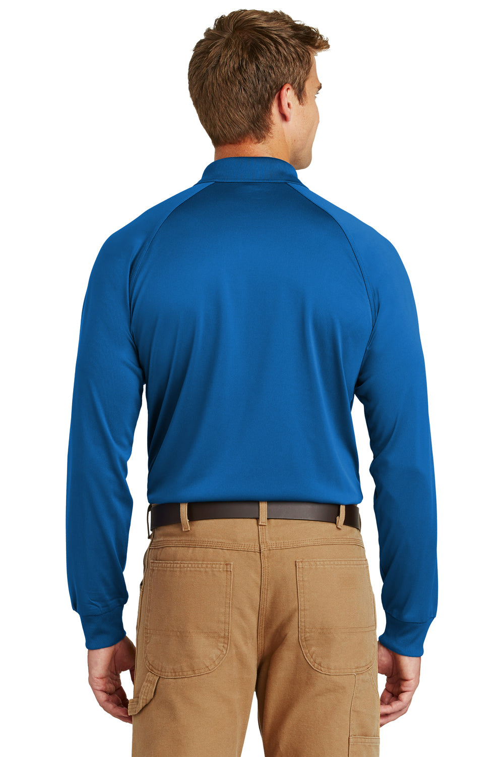 CornerStone CS410LS Mens Select Tactical Moisture Wicking Long Sleeve Polo Shirt Royal Blue Back