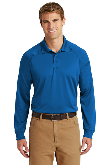 CornerStone CS410LS Mens Select Tactical Moisture Wicking Long Sleeve Polo Shirt Royal Blue Front