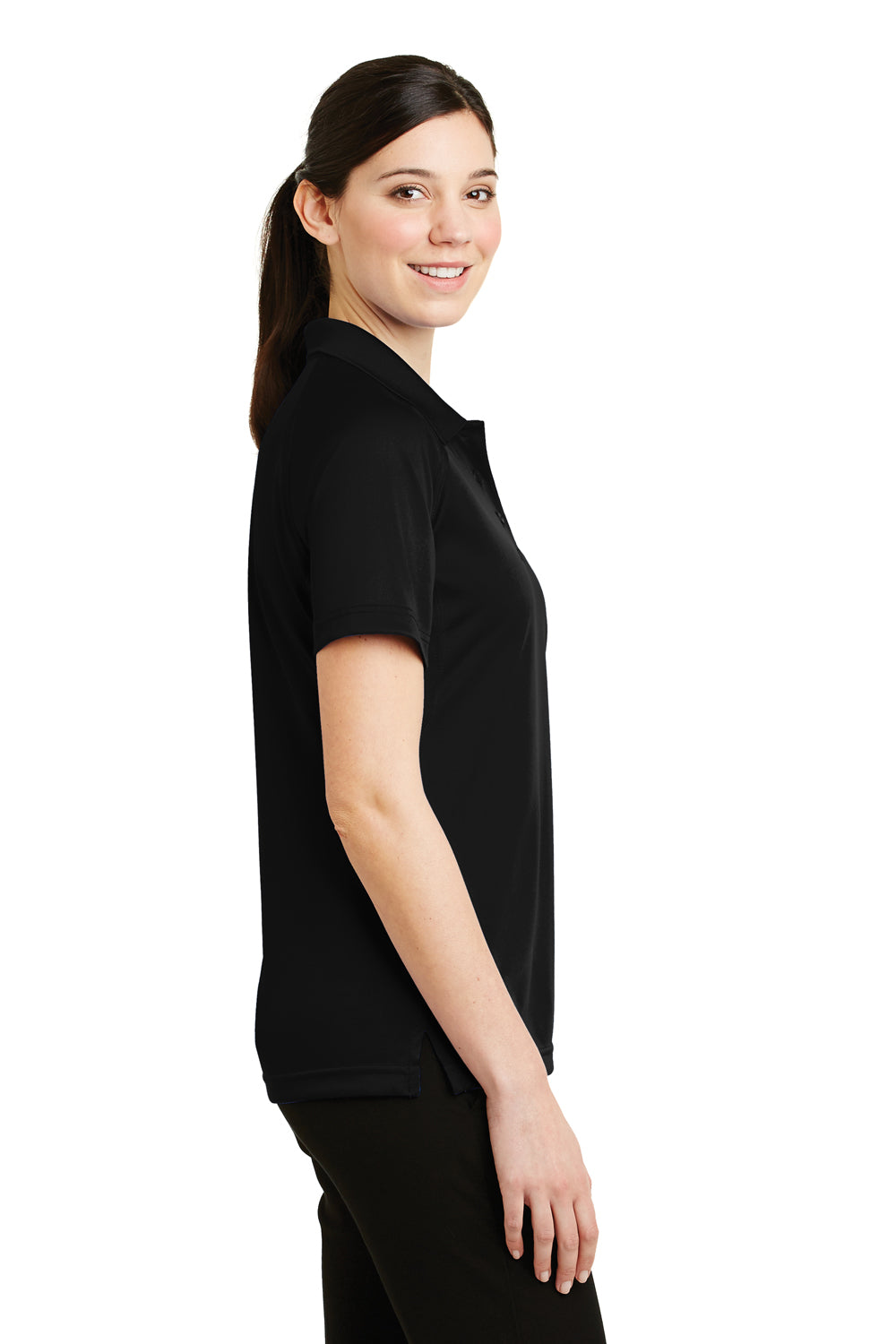 CornerStone CS411 Womens Select Tactical Moisture Wicking Short Sleeve Polo Shirt Black Side