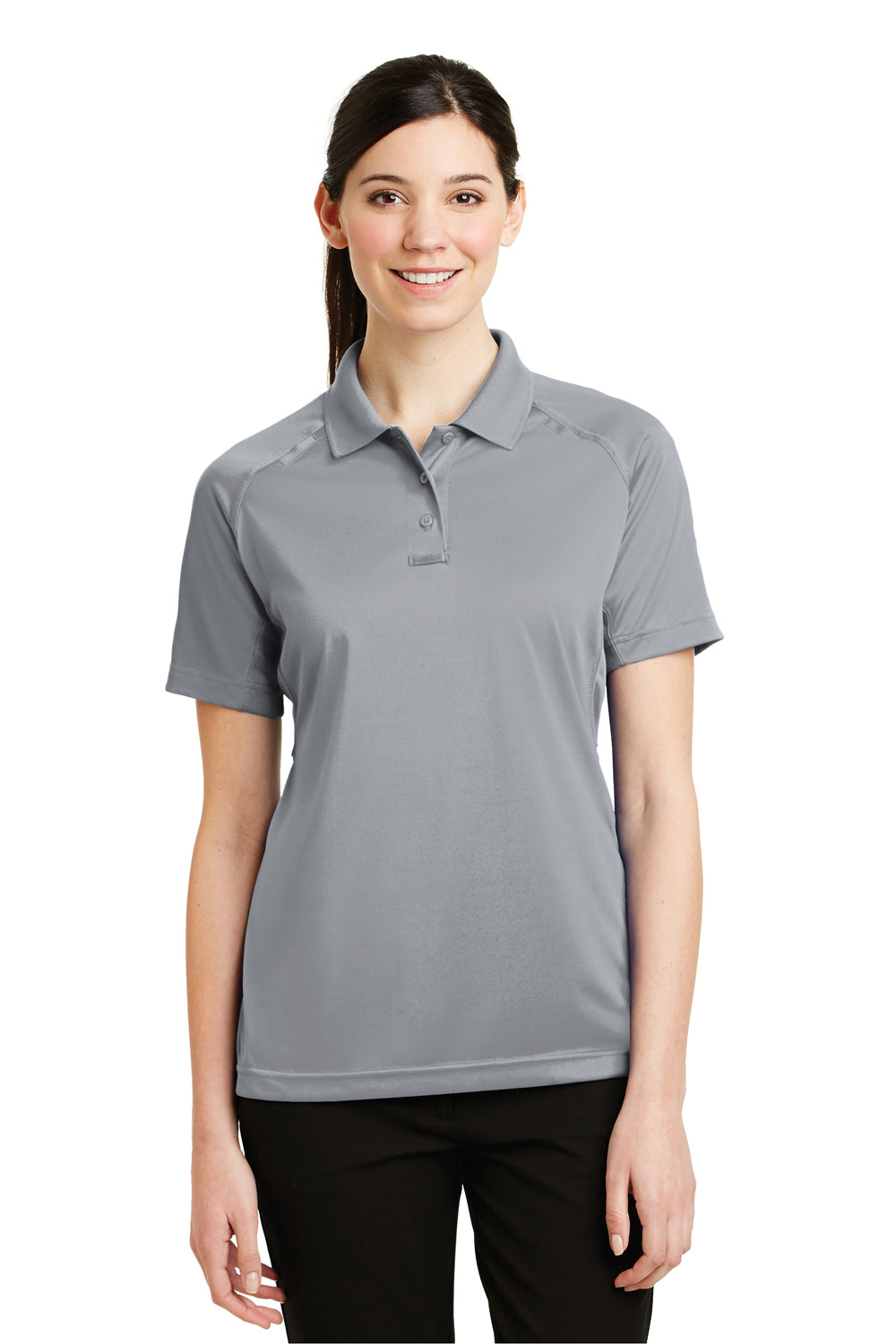 CornerStone CS411 Womens Select Tactical Moisture Wicking Short Sleeve Polo Shirt Light Grey Front