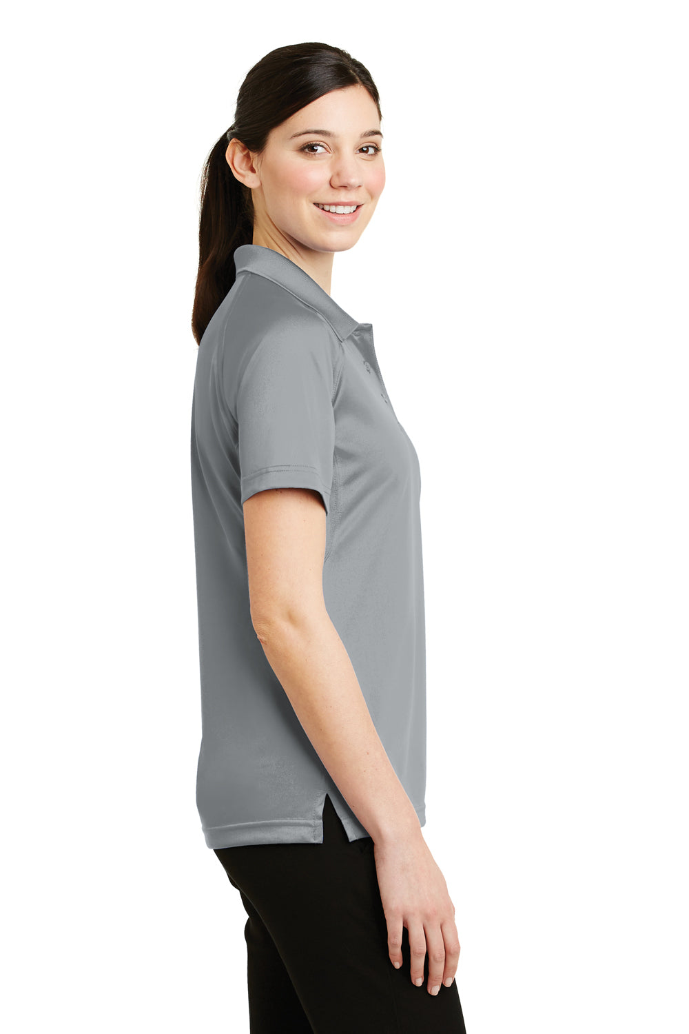 CornerStone CS411 Womens Select Tactical Moisture Wicking Short Sleeve Polo Shirt Light Grey Side