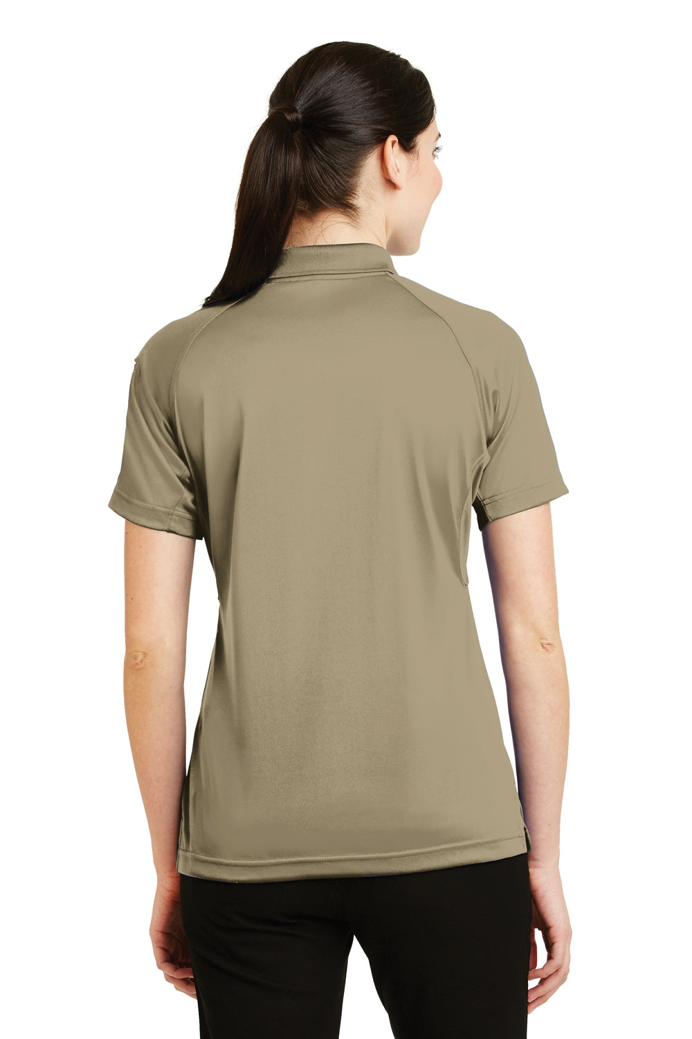 CornerStone CS411 Womens Select Tactical Moisture Wicking Short Sleeve Polo Shirt Tan Brown Back