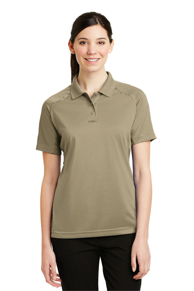 CornerStone CS411 Womens Select Tactical Moisture Wicking Short Sleeve Polo Shirt Tan Brown Front