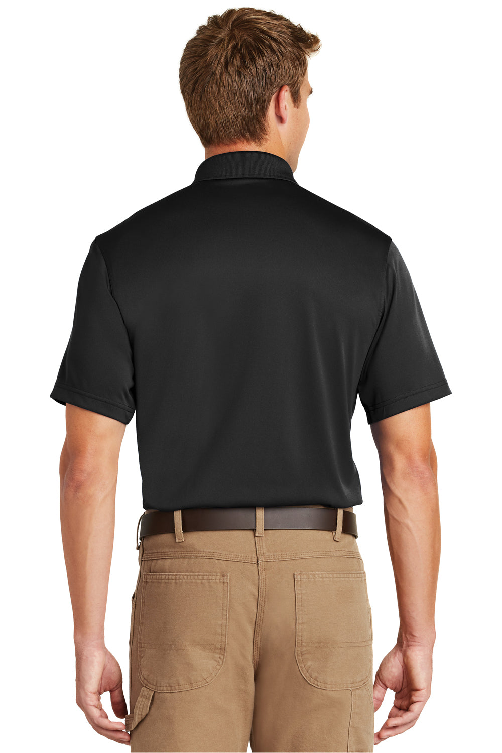 CornerStone CS412 Mens Select Moisture Wicking Short Sleeve Polo Shirt Black Back