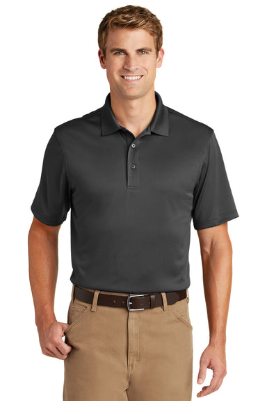 CornerStone CS412 Mens Select Moisture Wicking Short Sleeve Polo Shirt Charcoal Grey Front