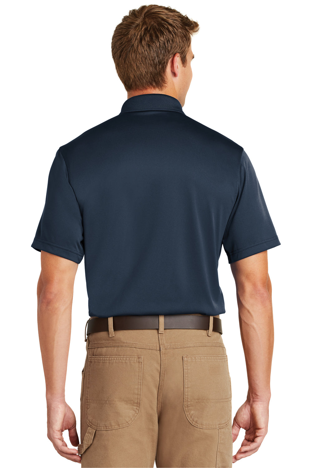 CornerStone CS412 Mens Select Moisture Wicking Short Sleeve Polo Shirt Navy Blue Back