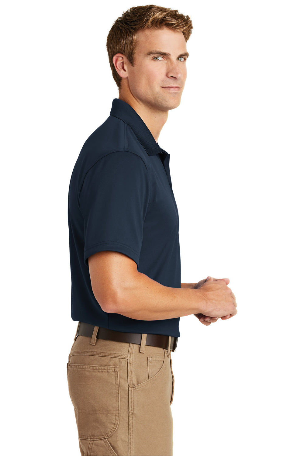 CornerStone CS412 Mens Select Moisture Wicking Short Sleeve Polo Shirt Navy Blue Side