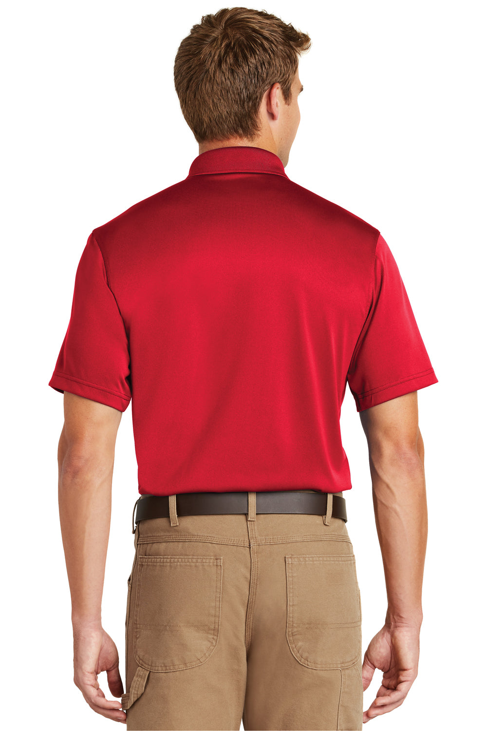 CornerStone CS412 Mens Select Moisture Wicking Short Sleeve Polo Shirt Red Back