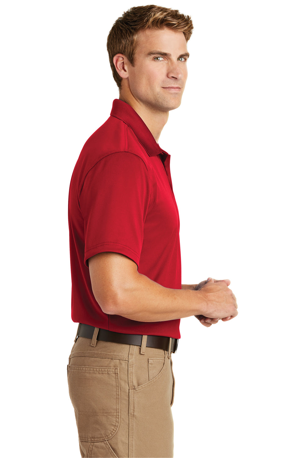 CornerStone CS412 Mens Select Moisture Wicking Short Sleeve Polo Shirt Red Side