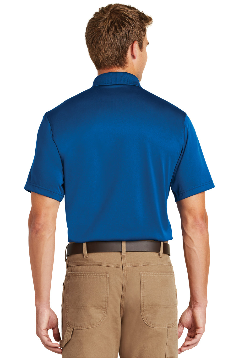 CornerStone CS412 Mens Select Moisture Wicking Short Sleeve Polo Shirt Royal Blue Back