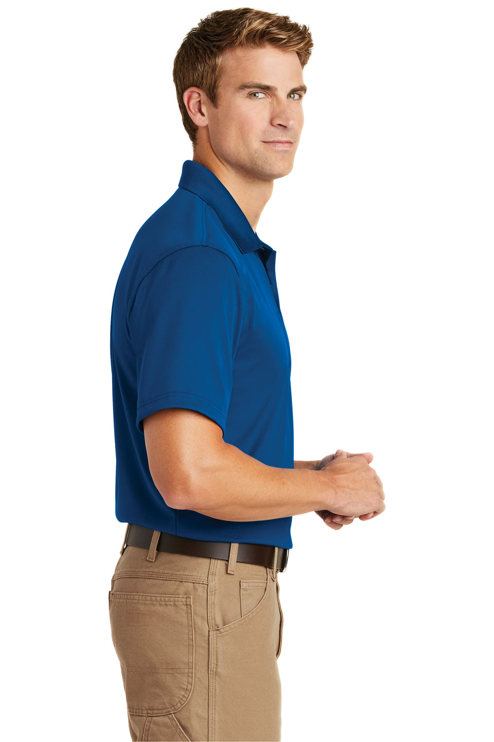 CornerStone CS412 Mens Select Moisture Wicking Short Sleeve Polo Shirt Royal Blue Side