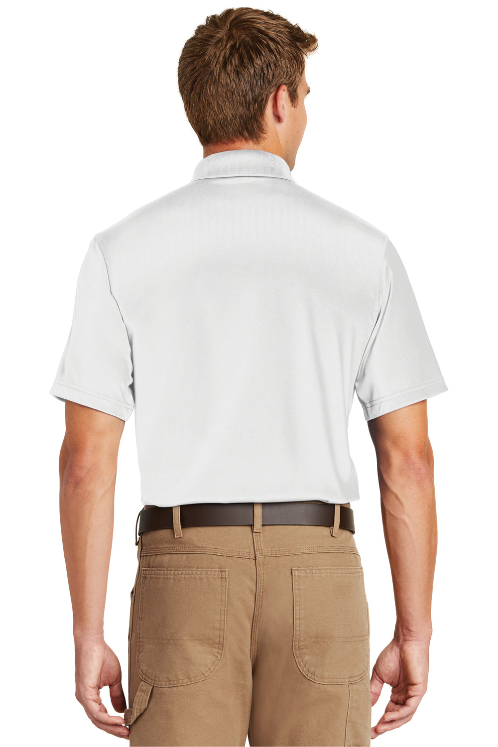 CornerStone CS412 Mens Select Moisture Wicking Short Sleeve Polo Shirt White Back