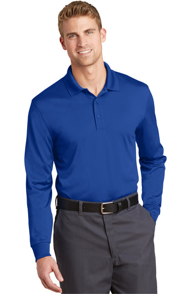 CornerStone CS412LS Mens Select Moisture Wicking Long Sleeve Polo Shirt Royal Blue Front