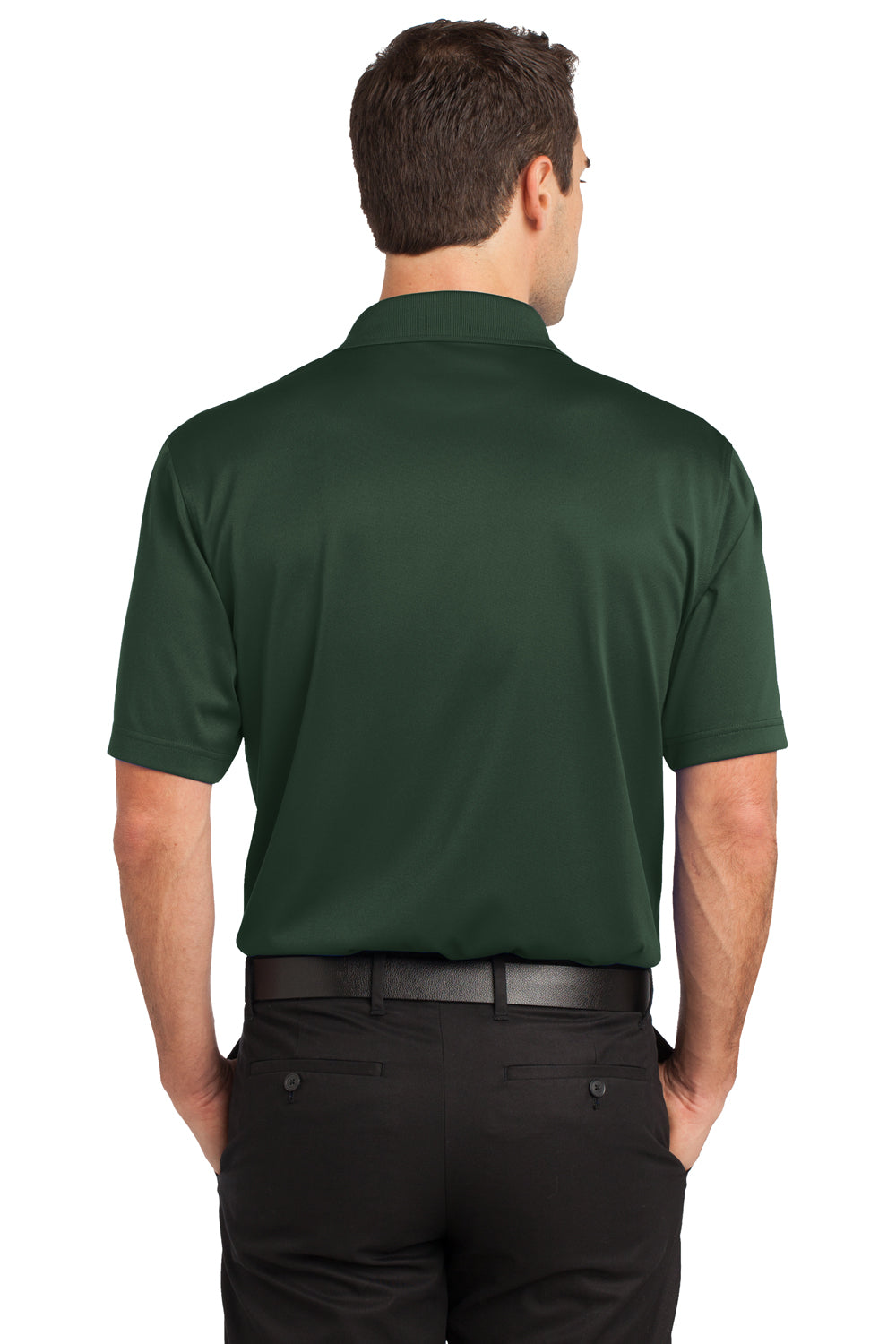 CornerStone CS412P Mens Select Moisture Wicking Short Sleeve Polo Shirt w/ Pocket Dark Green Back