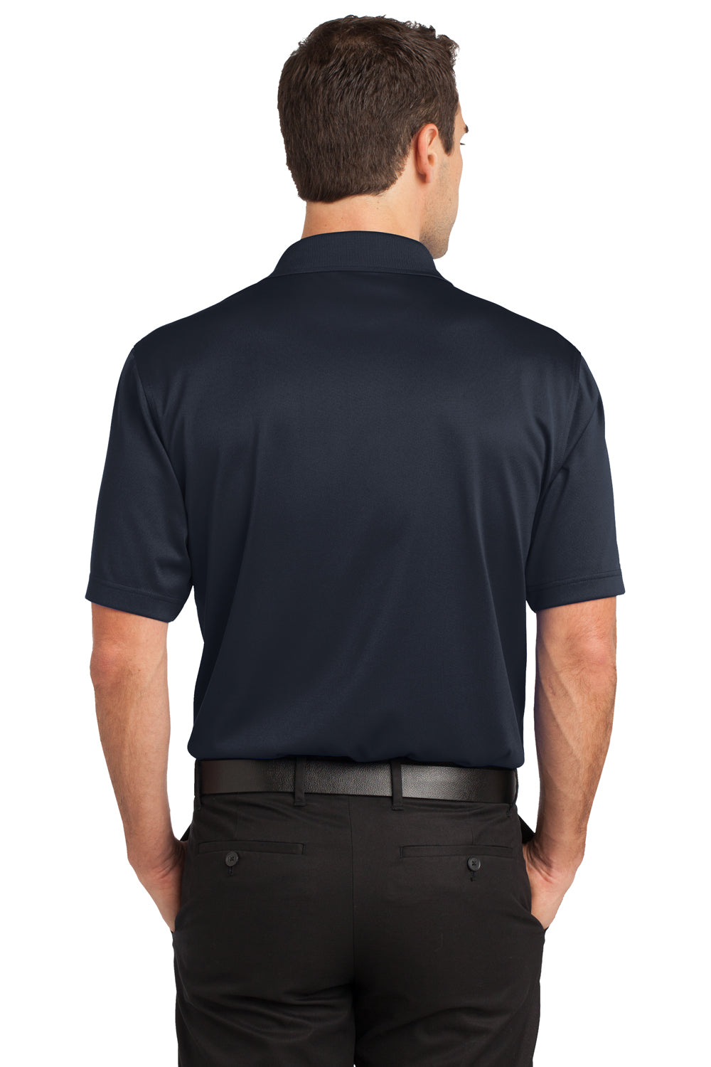 CornerStone CS412P Mens Select Moisture Wicking Short Sleeve Polo Shirt w/ Pocket Navy Blue Back