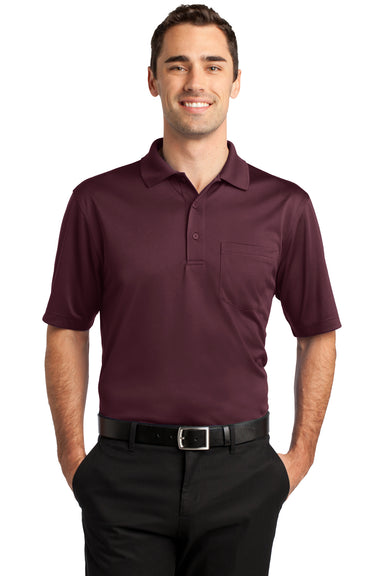 CornerStone CS412P Mens Select Moisture Wicking Short Sleeve Polo Shirt w/ Pocket Maroon Front