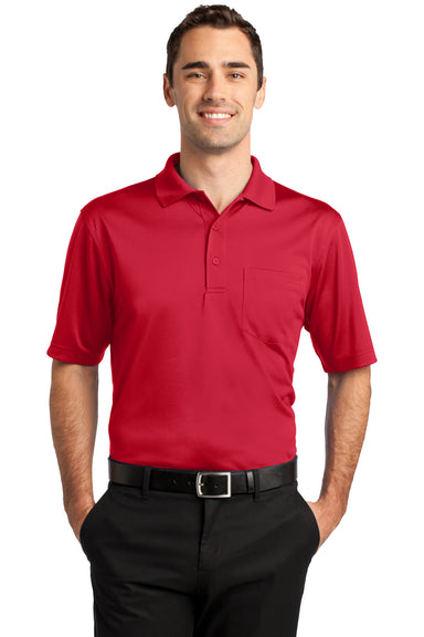 CornerStone CS412P Mens Select Moisture Wicking Short Sleeve Polo Shirt w/ Pocket Red Front