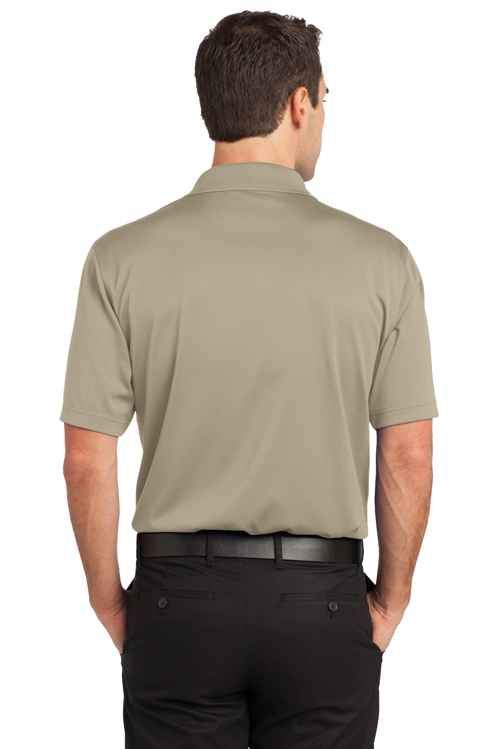 CornerStone CS412P Mens Select Moisture Wicking Short Sleeve Polo Shirt w/ Pocket Tan Brown Back