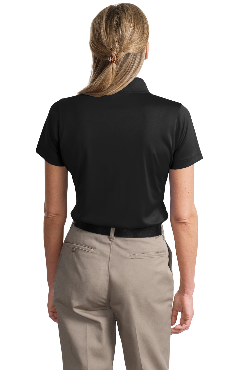 CornerStone CS413 Womens Select Moisture Wicking Short Sleeve Polo Shirt Black Back