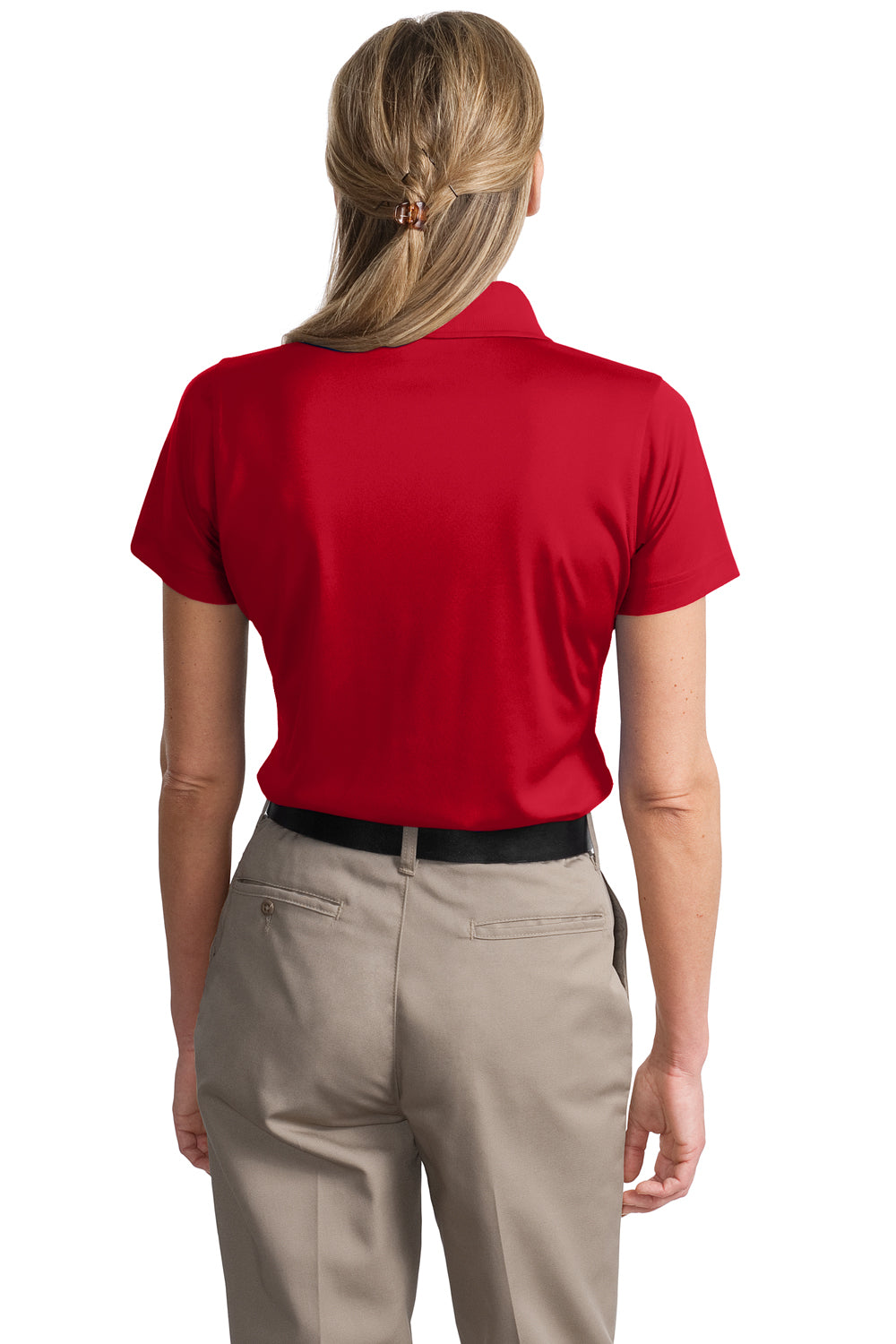 CornerStone CS413 Womens Select Moisture Wicking Short Sleeve Polo Shirt Red Back