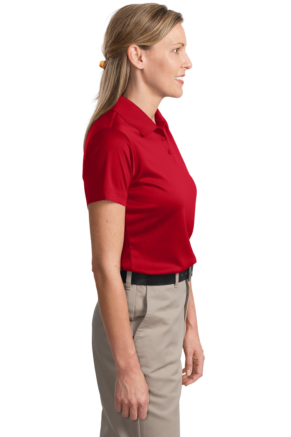 CornerStone CS413 Womens Select Moisture Wicking Short Sleeve Polo Shirt Red Side