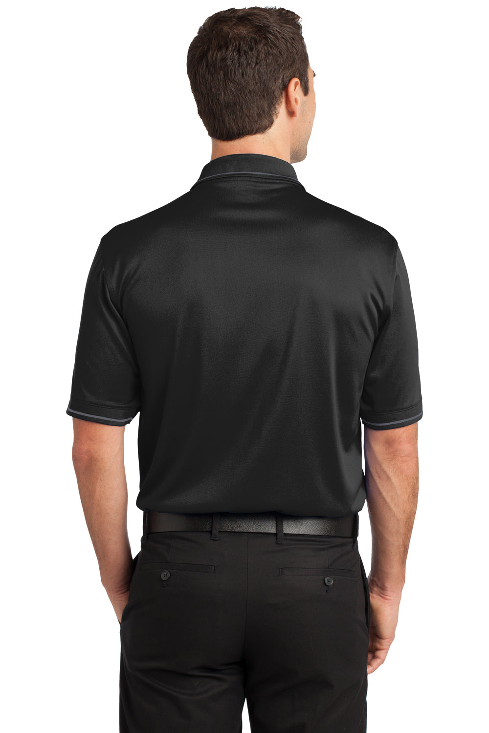 CornerStone CS415 Mens Select Moisture Wicking Short Sleeve Polo Shirt w/ Pocket Black Back