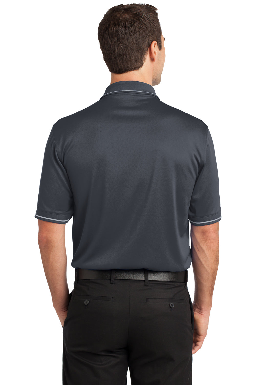 CornerStone CS415 Mens Select Moisture Wicking Short Sleeve Polo Shirt w/ Pocket Charcoal Grey Back
