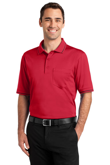 CornerStone CS415 Mens Select Moisture Wicking Short Sleeve Polo Shirt w/ Pocket Red Front