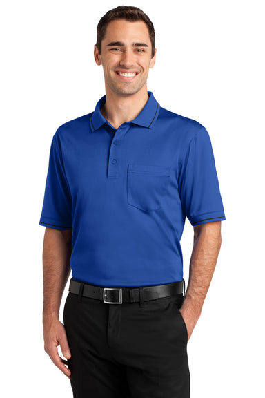 CornerStone CS415 Mens Select Moisture Wicking Short Sleeve Polo Shirt w/ Pocket Royal Blue Front