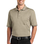CornerStone Mens Select Moisture Wicking Short Sleeve Polo Shirt w/ Pocket - Tan/Black - Closeout