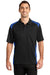 CornerStone CS416 Mens Select Moisture Wicking Short Sleeve Polo Shirt w/ Pocket Black/Royal Blue Front