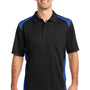 CornerStone Mens Select Moisture Wicking Short Sleeve Polo Shirt w/ Pocket - Black/Royal Blue