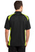 CornerStone CS416 Mens Select Moisture Wicking Short Sleeve Polo Shirt w/ Pocket Black/Neon Green Back