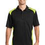 CornerStone Mens Select Moisture Wicking Short Sleeve Polo Shirt w/ Pocket - Black/Shock Green