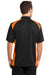 CornerStone CS416 Mens Select Moisture Wicking Short Sleeve Polo Shirt w/ Pocket Black/Neon Orange Back