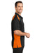 CornerStone CS416 Mens Select Moisture Wicking Short Sleeve Polo Shirt w/ Pocket Black/Neon Orange Side