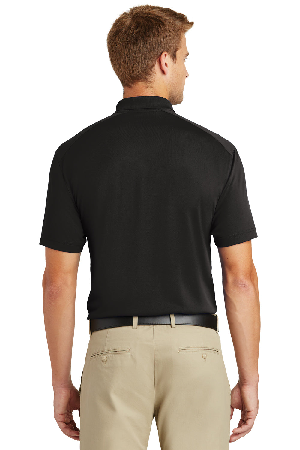 CornerStone CS418 Mens Select Moisture Wicking Short Sleeve Polo Shirt Black Back
