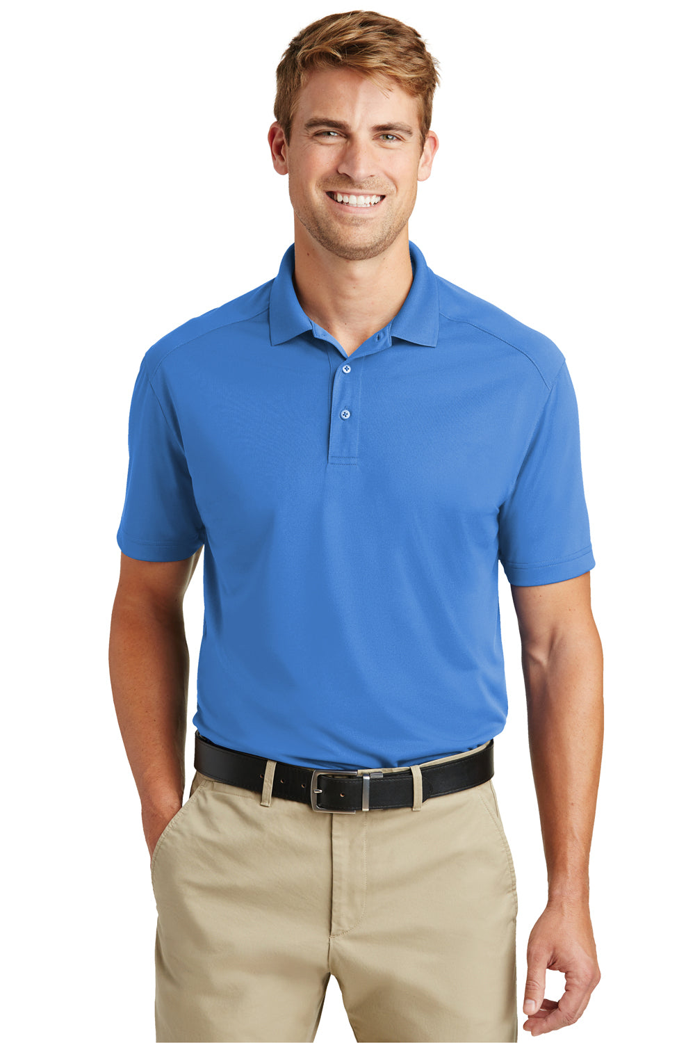 CornerStone CS418 Mens Select Moisture Wicking Short Sleeve Polo Shirt Lake Blue Front
