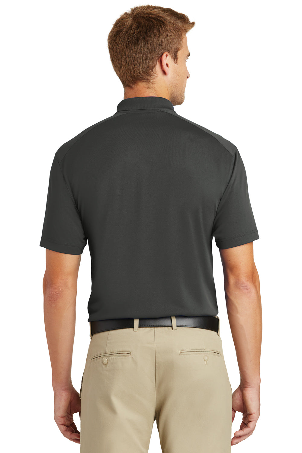 CornerStone CS418 Mens Select Moisture Wicking Short Sleeve Polo Shirt Charcoal Grey Back
