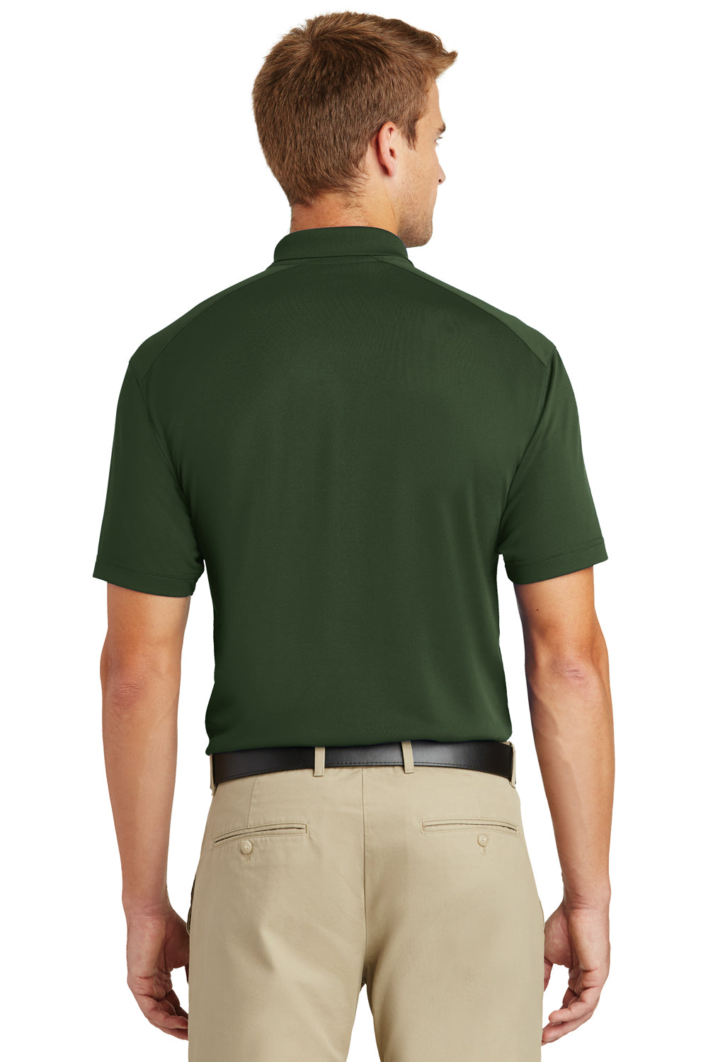 CornerStone CS418 Mens Select Moisture Wicking Short Sleeve Polo Shirt Dark Green Back