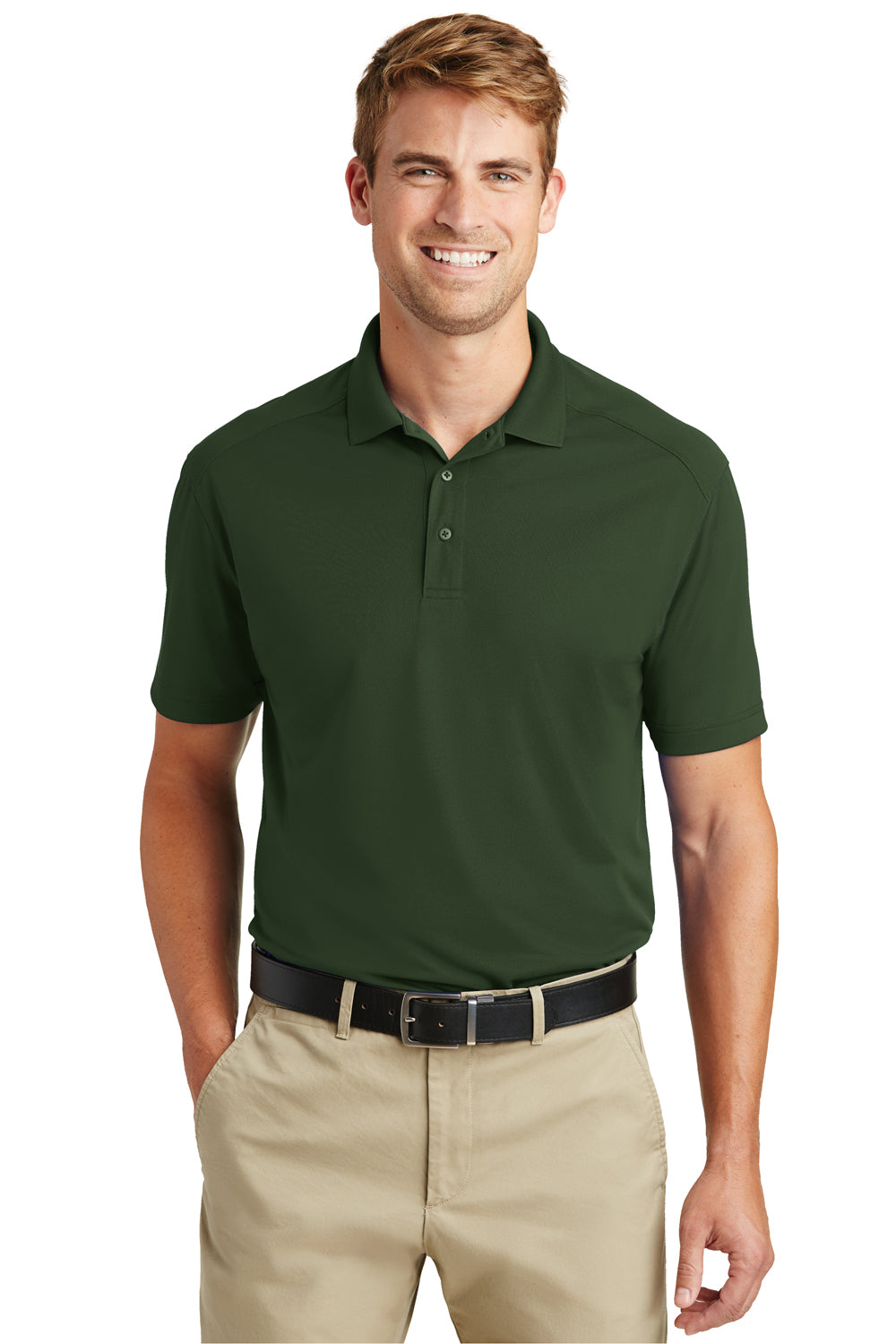 CornerStone CS418 Mens Select Moisture Wicking Short Sleeve Polo Shirt Dark Green Front