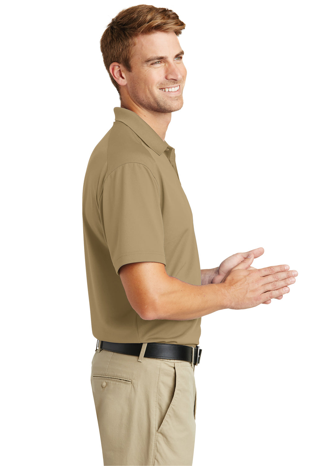CornerStone CS418 Mens Select Moisture Wicking Short Sleeve Polo Shirt Tan Brown Side