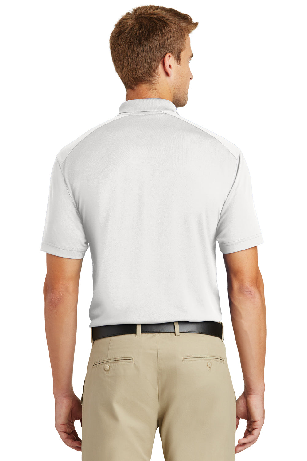 CornerStone CS418 Mens Select Moisture Wicking Short Sleeve Polo Shirt White Back