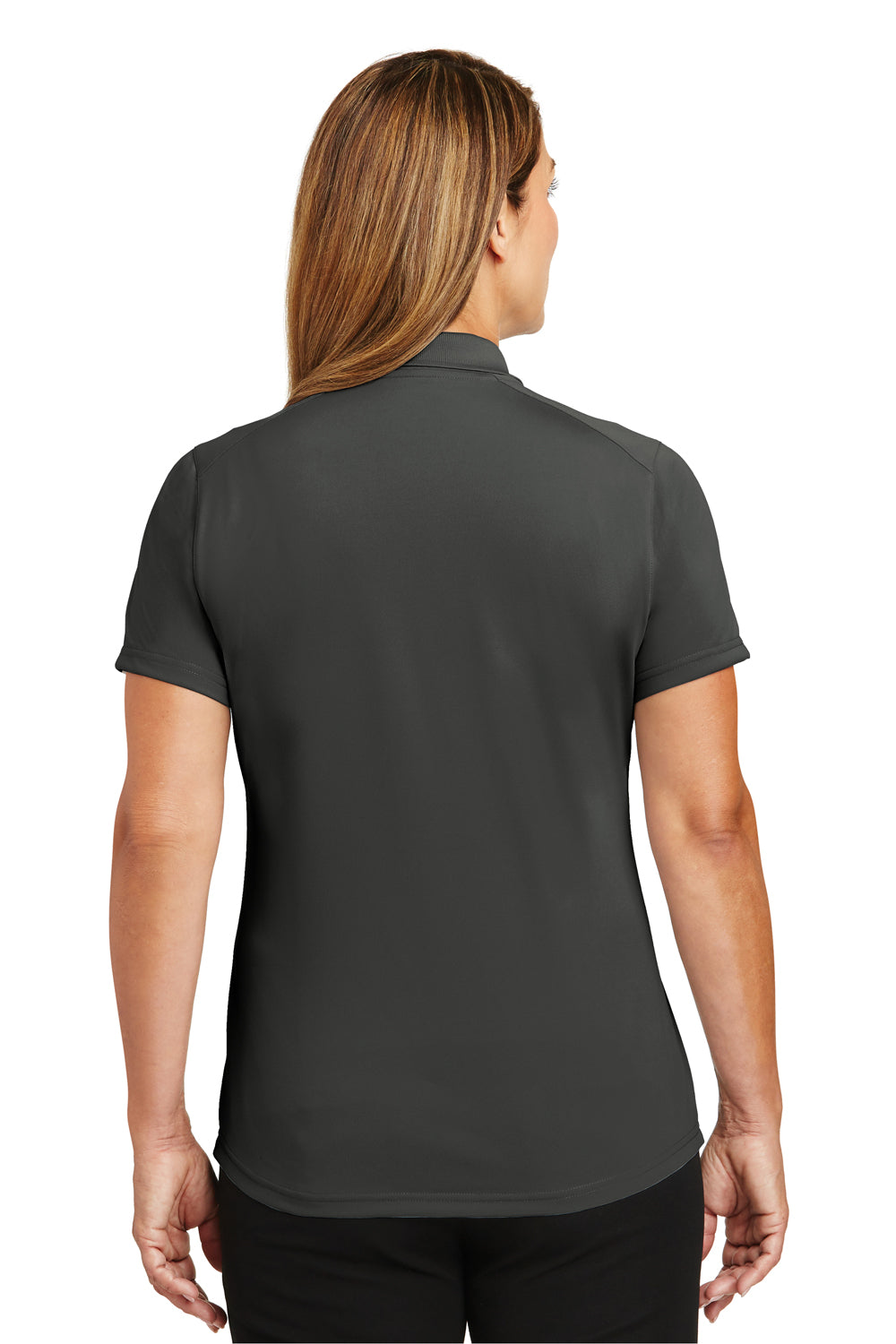 CornerStone CS419 Womens Select Moisture Wicking Short Sleeve Polo Shirt Charcoal Grey Back
