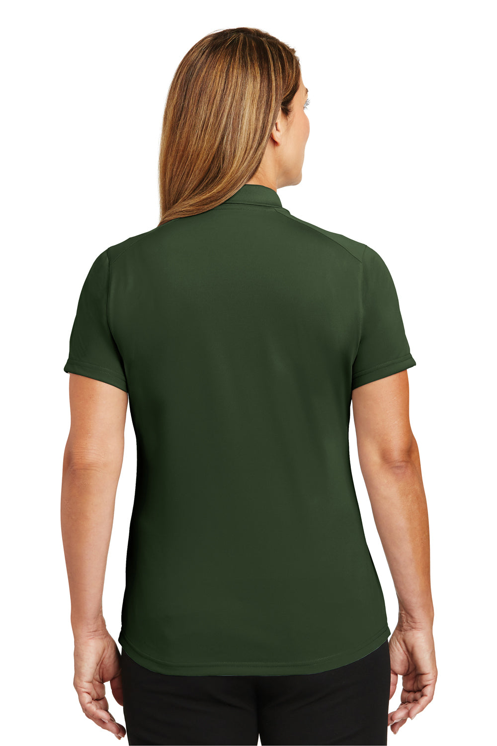 CornerStone CS419 Womens Select Moisture Wicking Short Sleeve Polo Shirt Dark Green Back